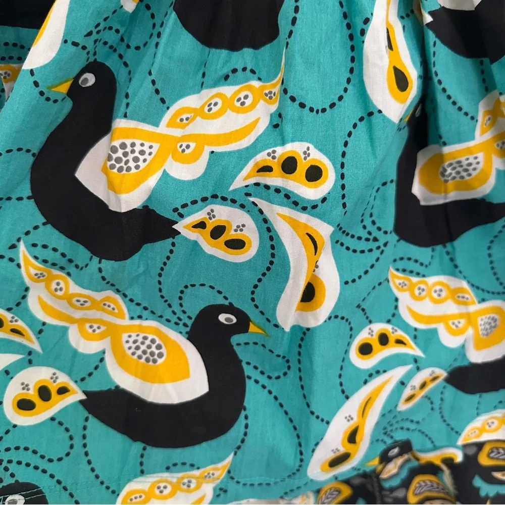 Jelly the Pug Vibrant Yellow Teal and Black 2 Piece Outfit girls size 7 Birds